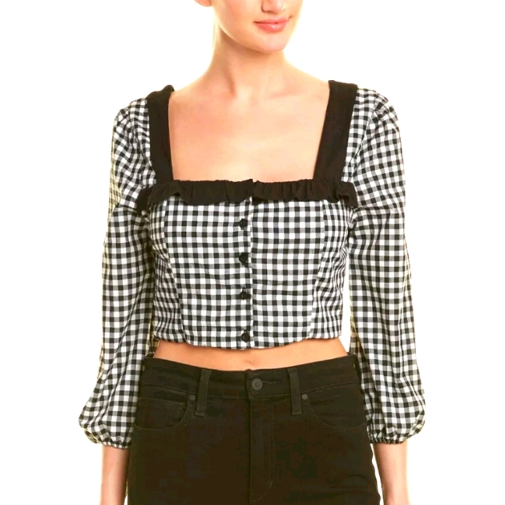 BCBG Cute CHECKERED black white Crop top